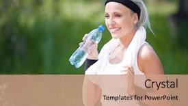  Presentation with summer drinking water - Presentation theme enhanced with summer day and drinking water background and a coral colored foreground