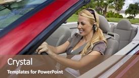 Presentation with car accident cell phone - PPT theme consisting of beautiful young blond woman driving background and a  colored foreground