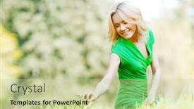  Presentation with beautiful nature - Theme with beautiful-young-blond-woman-sitting background and a mint green colored foreground