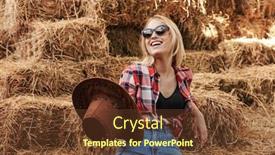  Presentation with cowgirl - Cool new slide deck with beautiful young blonde cowgirl sitting at the barn leaning on a haystack backdrop and a tawny brown colored foreground