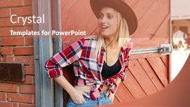  Presentation with cowgirl - Beautiful slide deck featuring beautiful young blonde cowgirl standing at the barn leaning on a ambar door backdrop and a coral colored foreground