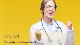  Presentation with doctor helps to get out of bed an elderly woman - Beautiful PPT layouts featuring beautiful-young-blonde-doctor-woman backdrop and a yellow colored foreground