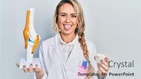  Presentation with joint - PPT theme with beautiful-young-blonde-doctor-woman background and a light gray colored foreground