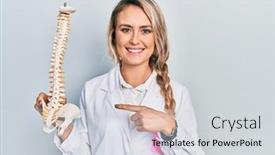  Presentation with spinal - Presentation theme enhanced with beautiful-young-blonde-doctor-woman background and a light gray colored foreground