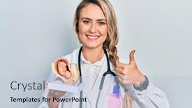  Presentation with fetus - Presentation design featuring beautiful-young-blonde-doctor-woman background and a lemonade colored foreground
