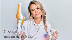  Presentation with knee simple - PPT layouts enhanced with beautiful-young-blonde-doctor-woman background and a lemonade colored foreground