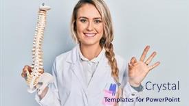  Presentation with spinal - Presentation theme consisting of beautiful-young-blonde-doctor-woman background and a sky blue colored foreground