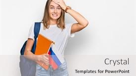  Presentation with student exchange - Slide deck enhanced with beautiful-young-blonde-woman-exchange background and a light gray colored foreground