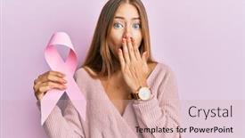  Presentation with pink ribbon - Cool new presentation theme with beautiful-young-blonde-woman-holding backdrop and a lemonade colored foreground