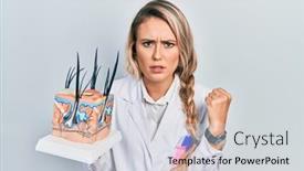  Presentation with beautiful skin - Beautiful presentation design featuring beautiful-young-blonde-woman-holding backdrop and a light gray colored foreground