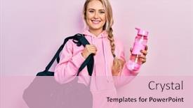  Presentation with water bottle - Presentation consisting of beautiful-young-blonde-woman-holding background and a  colored foreground