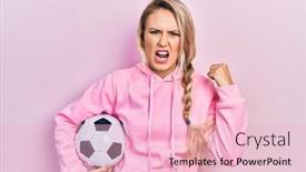  Presentation with yelling - Slide set enhanced with beautiful-young-blonde-woman-holding background and a lemonade colored foreground