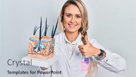  Presentation with beautiful skin - Presentation theme enhanced with beautiful-young-blonde-woman-holding background and a light gray colored foreground