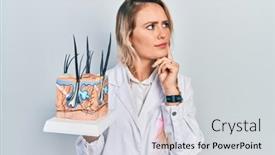  Presentation with beautiful skin - Presentation theme enhanced with beautiful-young-blonde-woman-holding background and a sky blue colored foreground