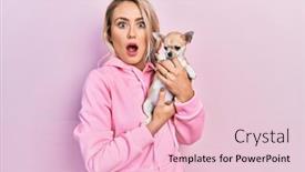  Presentation with mouth - Presentation theme featuring beautiful-young-blonde-woman-hugging background and a  colored foreground