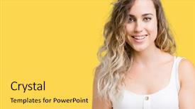  Presentation with beautiful young woman getting face - Colorful presentation theme enhanced with protective - beautiful young blonde woman backdrop and a  colored foreground