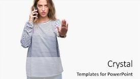  Presentation with insanity defense - Amazing PPT layouts having beautiful young blonde woman talking backdrop and a white colored foreground