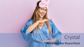  Presentation with pajama - Presentation design featuring beautiful-young-blonde-woman-wearing background and a teal colored foreground