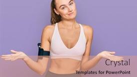  Presentation with band - Slide set consisting of beautiful-young-blonde-woman-wearing background and a coral colored foreground