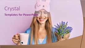  Presentation with wearing a surgical face mask - PPT theme with beautiful-young-blonde-woman-wearing background and a lemonade colored foreground