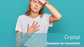  Presentation with flu virus - Beautiful PPT theme featuring beautiful-young-blonde-woman-wearing backdrop and a teal colored foreground