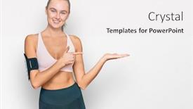  Presentation with band - Beautiful slide set featuring beautiful-young-blonde-woman-wearing backdrop and a white colored foreground