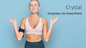  Presentation with band - PPT theme having beautiful-young-blonde-woman-wearing background and a light blue colored foreground