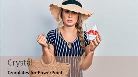 Presentation with ice cream - Presentation design enhanced with beautiful-young-blonde-woman-wearing background and a coral colored foreground