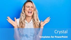  Presentation with winner - Presentation theme enhanced with beautiful-young-blonde-woman-wearing background and a  colored foreground