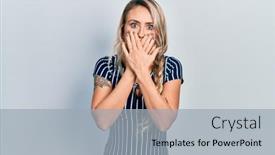  Presentation with secret - PPT theme featuring beautiful-young-blonde-woman-wearing background and a  colored foreground