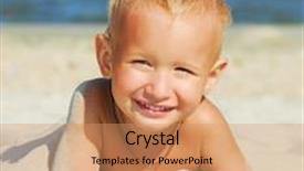  Presentation with summer sun - Presentation design having beautiful young boy smiling under the summer sun background and a coral colored foreground