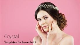  Presentation with elegant wedding - PPT theme consisting of beautiful-young-bride-with-elegant background and a coral colored foreground