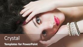  Presentation with look - Presentation theme featuring beautiful-young-brunette-with-magi background and a violet colored foreground