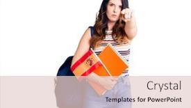  Presentation with student exchange - Audience pleasing slides consisting of beautiful-young-brunette-woman-exchange backdrop and a lemonade colored foreground