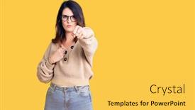  Presentation with violence woman - Beautiful presentation design featuring beautiful-young-brunette-woman-wearing backdrop and a yellow colored foreground