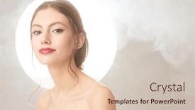  Presentation with beauty cosmetics - Presentation theme consisting of beautiful-young-brunette-woman background and a lemonade colored foreground