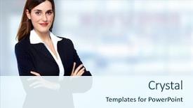  Presentation with woman business - Colorful slide deck enhanced with beautiful young business woman accounting backdrop and a cool aqua colored foreground