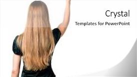  Presentation with marker - Audience pleasing PPT layouts consisting of beautiful young business woman drawing a marker backdrop and a white colored foreground