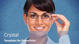  Presentation with abstract business - Beautiful slide deck featuring beautiful young business woman over abstract background backdrop and a teal colored foreground