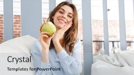  Presentation with green office - PPT theme with office showing green apple background and a light blue colored foreground