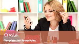  Presentation with office - Cool new presentation with beautiful young business woman smarten backdrop and a  colored foreground