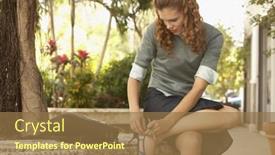  Presentation with shoe - PPT layouts with beautiful-young-businesswoman-wearing-shoe background and a coral colored foreground