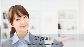  Presentation with office ergonomics - Audience pleasing presentation consisting of beautiful young businesswoman working in office backdrop and a light blue colored foreground