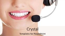  Presentation with call center - Beautiful slide set featuring beautiful young call-center assistant backdrop and a lemonade colored foreground