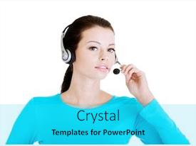 Beautiful Young Call Center Assistant PPT template 65 | CrystalGraphics