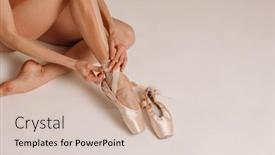  Presentation with ballerina - Amazing slide set having beautiful-young-caucasian-ballerina-putting backdrop and a soft green colored foreground