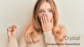  Presentation with cotton - Beautiful PPT theme featuring beautiful-young-caucasian-girl-holding backdrop and a coral colored foreground