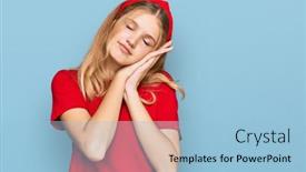  Presentation with beautiful young girl red - Amazing PPT theme having beautiful-young-caucasian-girl-wearing backdrop and a light blue colored foreground