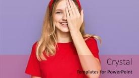  Presentation with beautiful young girl red - Colorful slide set enhanced with beautiful-young-caucasian-girl-wearing backdrop and a crimson colored foreground