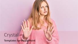  Presentation with forbidden - PPT theme having beautiful-young-caucasian-girl-wearing background and a coral colored foreground